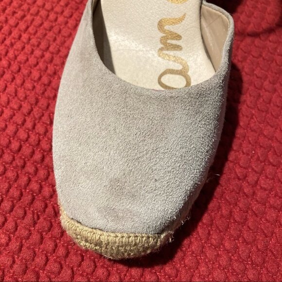 SAM EDELMAN Sz 10 Harmony Wedges Espadrille Light Beige Tan  Suede Shoes - Picture 2 of 9